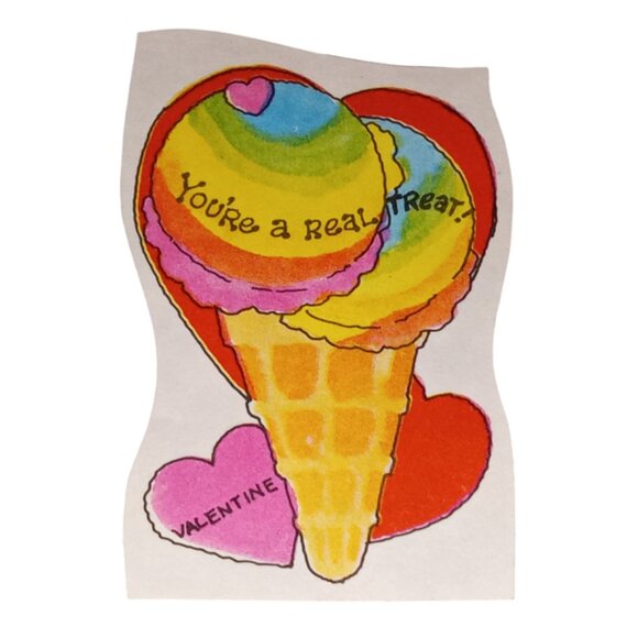 🎯 Vintage Valentines Card, Ice Cream Cone Treat - Picture 1 of 5